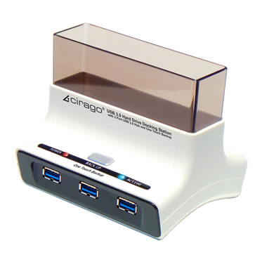 Busk Scene Efterforskning USB 3.0 Hard Drive Docking Station - with 3 Port USB 3.0 Hub | CDD3003 |  Cirago