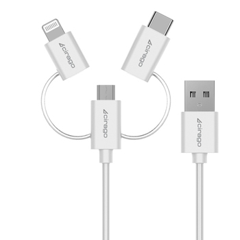 3Pack 5FT Multi USB Charging Cable 3A Compatible iOS Android Cell Phones Tablets Braided Universal 4 in 1 iPhone Charger Cord with Lightning/Type C/Micro Connectors Charge Multiple Devices at Once 